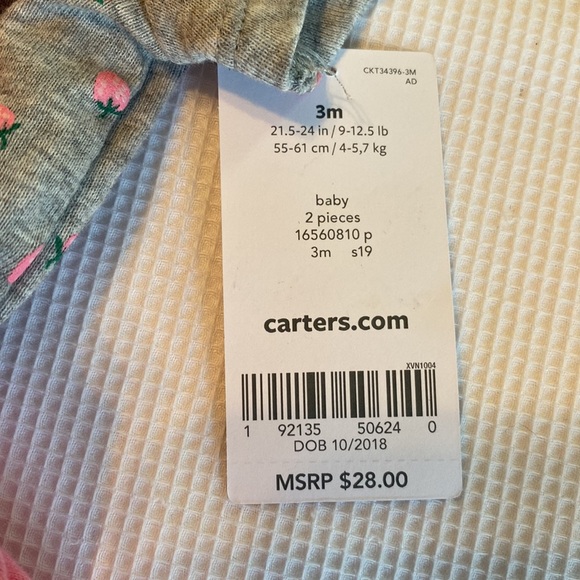 Baby Girl Carter’s 2 pieces Summer set pink and gray size 3 months - Picture 4 of 10